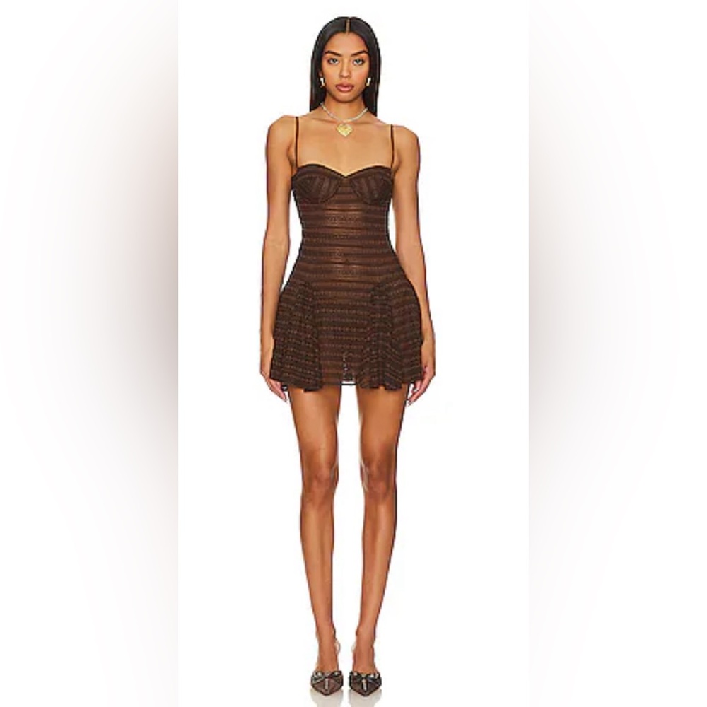 Mirror Palais Ladder Lace Mini dress, size S